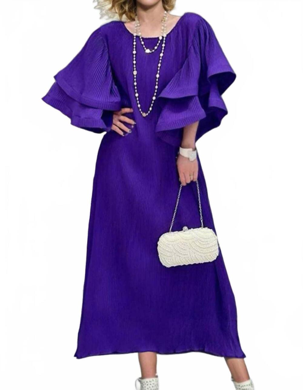 NEW N BY NANCY mancy ruffle sleeves maxi dress in purple